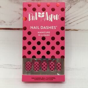 Red Aspen Nail Dashes Hilda Lane Short Square New Retired #2806